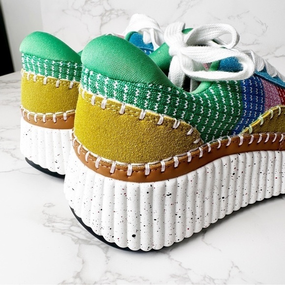 Kaleidoscope Kicks: Multicolor Knitted Patchwork Sneakers - Picture 8 of 9